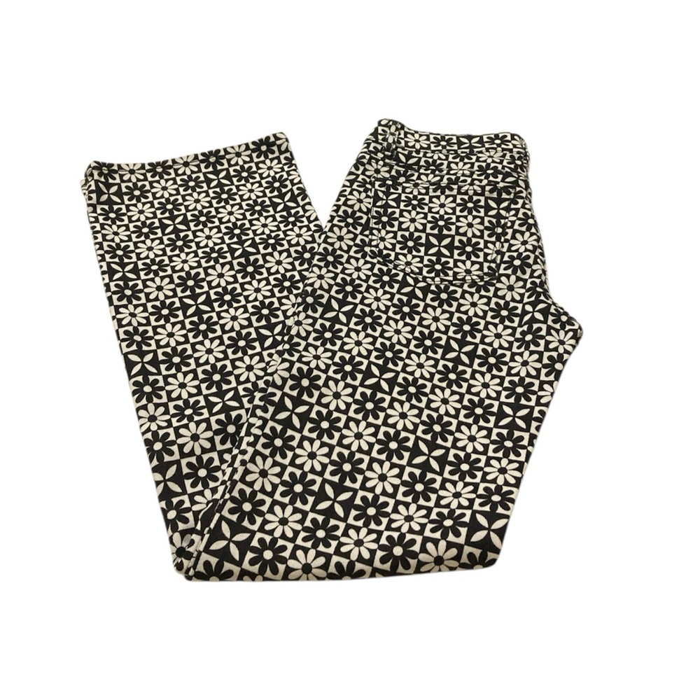Divided H&M Black White Floral Checkered Flared Pants Sz 4 (May Run Small) w/Tag